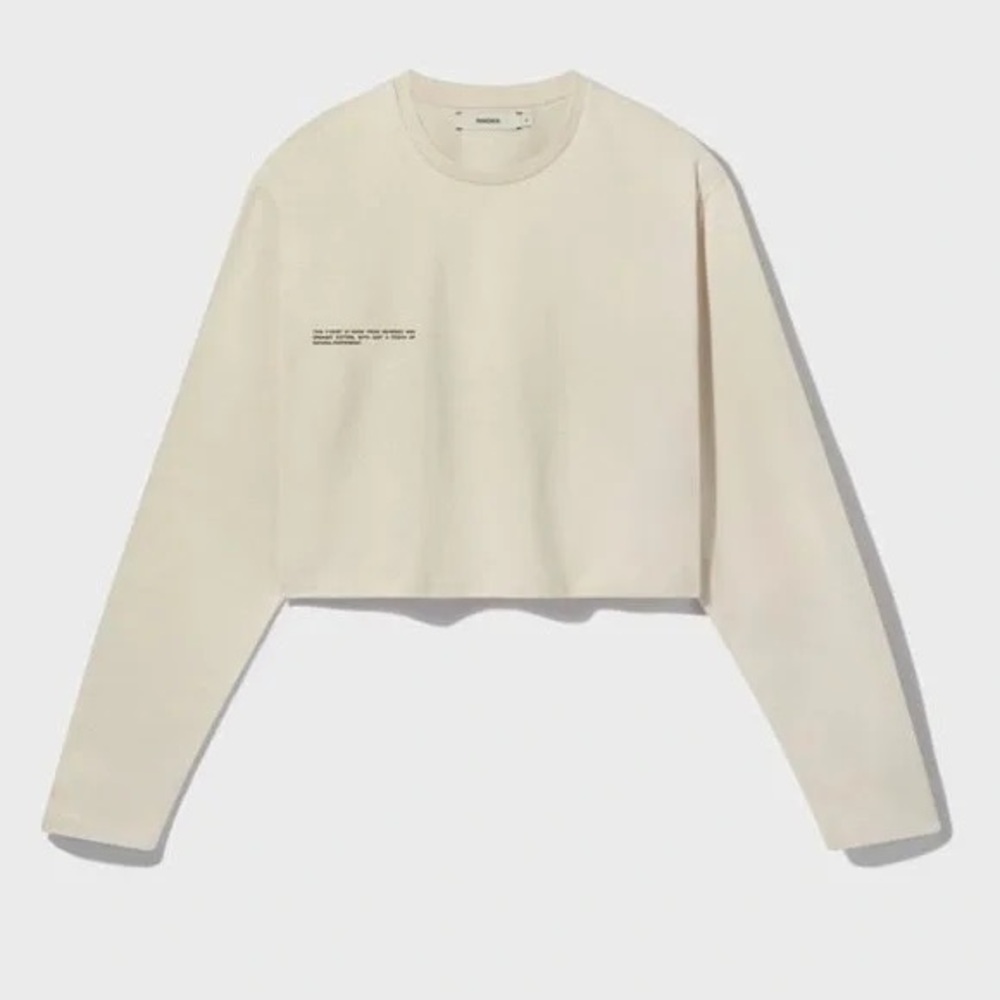 New Pangaia Organic Cotton Crop Tee Long Sleeve T-shirt ‘Sand’, size XS